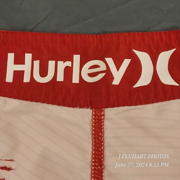 HURLEY PHANTOM USA OLYMPIC BOARD SHORTS UNMARKED SIZE FLAT MEASUREMENTS IN PHOTO - Picture 8 of 16
